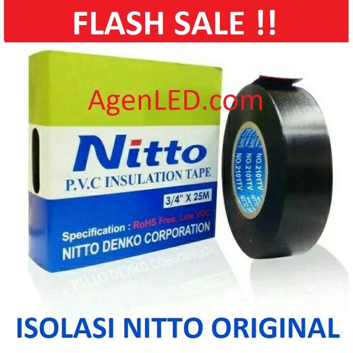 

f z e NITTO ISOLASI LISTRIK ORIGINAL Tape Hitam PVC kabel nito 3/4" 25M ASLING