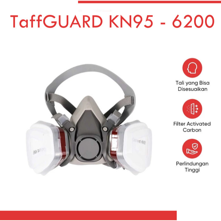 TaffGUARD KN95 Masker Gas Respirator Pabrik Cat Masker Pabrik Industrial Half face 6200 Filter