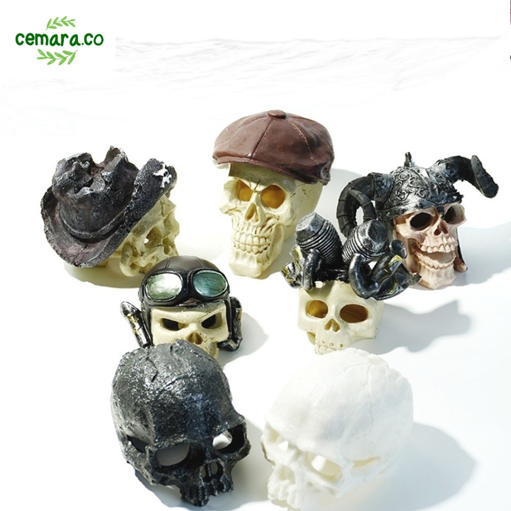 Hiasan Aquarium Tengkorak Hidding Cave Dekorasi Ornamen Cemara