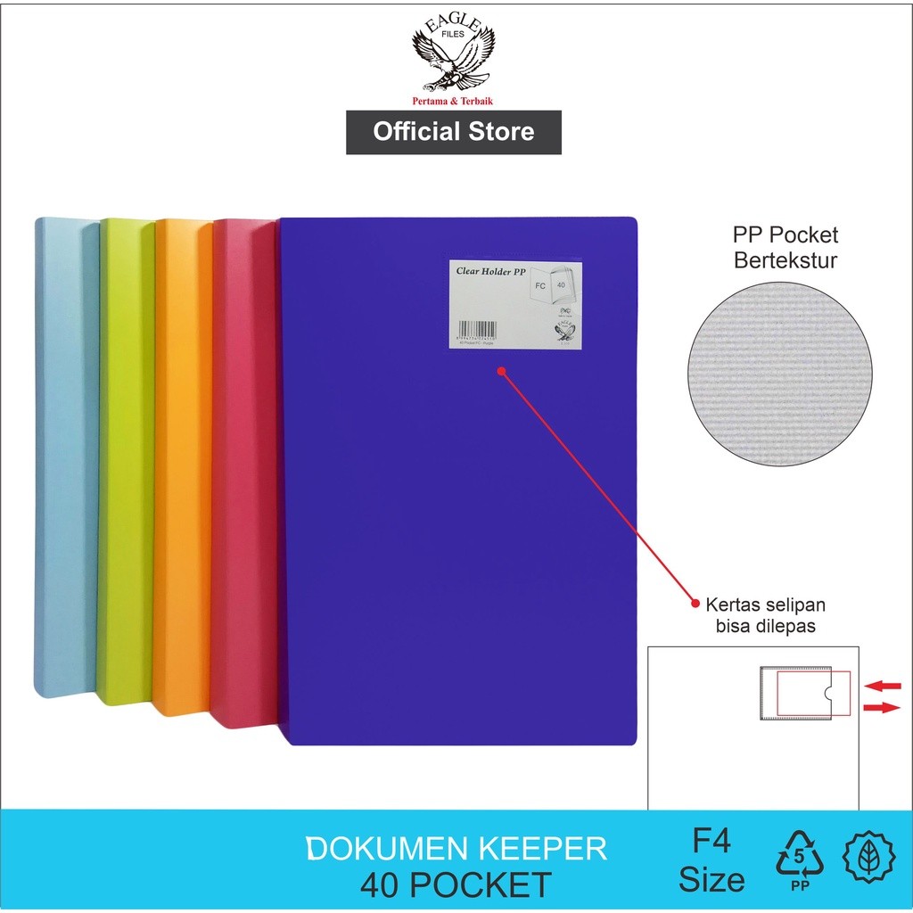 

Dokumen Keeper / Clear Holder / Document Keeper / Display Book EAGLE F4/FC 40 Pocket Map File Dokumen