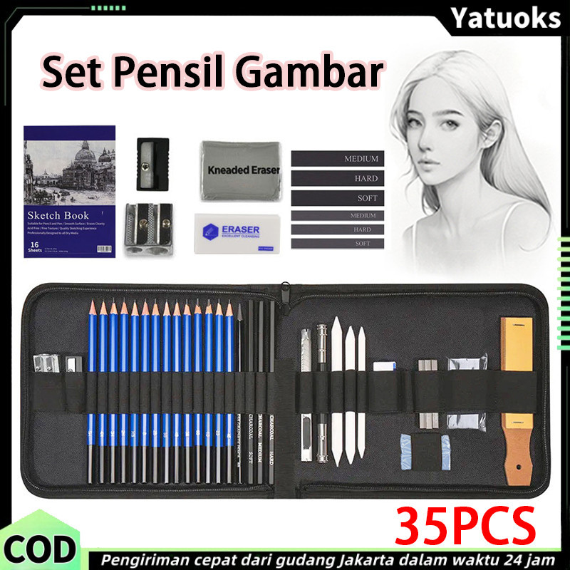 

35PCS/Set Sketch Pencil Pisau Penghapus Dan Pensil/Set Alat Menggambar/Gambar untuk Keperluan Sekolah Pencil Drawing Set