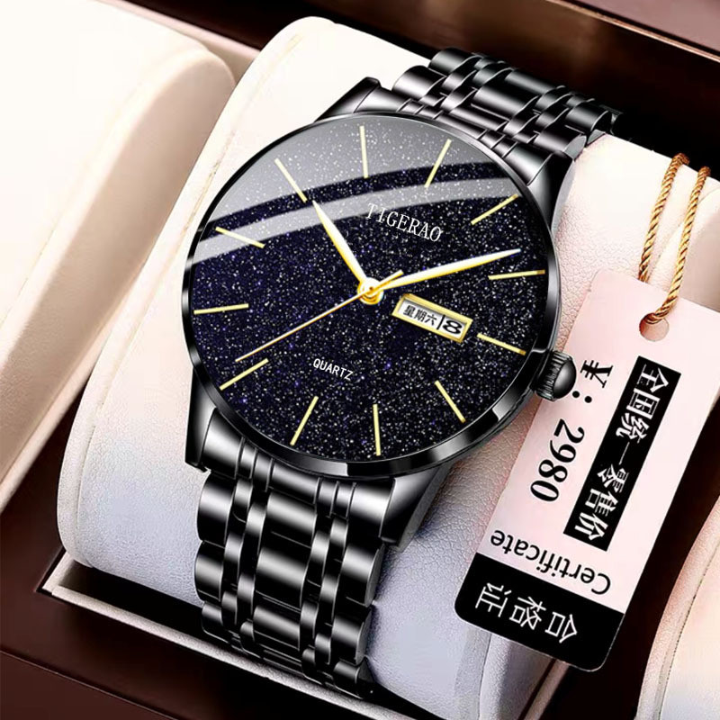 

Jam Tangan Kuarsa Non-Mekanis Pria Tahan Air dengan Kalender Ganda dan Langit Berbintang yang Trendy dengan Jarum Luminous