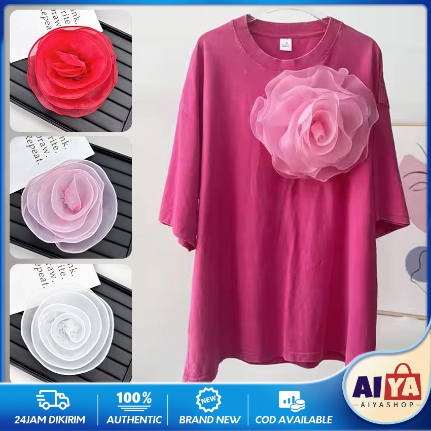 Multi Layers Bunga Organza 3D Bordir Tempelan Baju / Besar Bunga Dekorasi Hiasan Dress/Gaun Kebaya