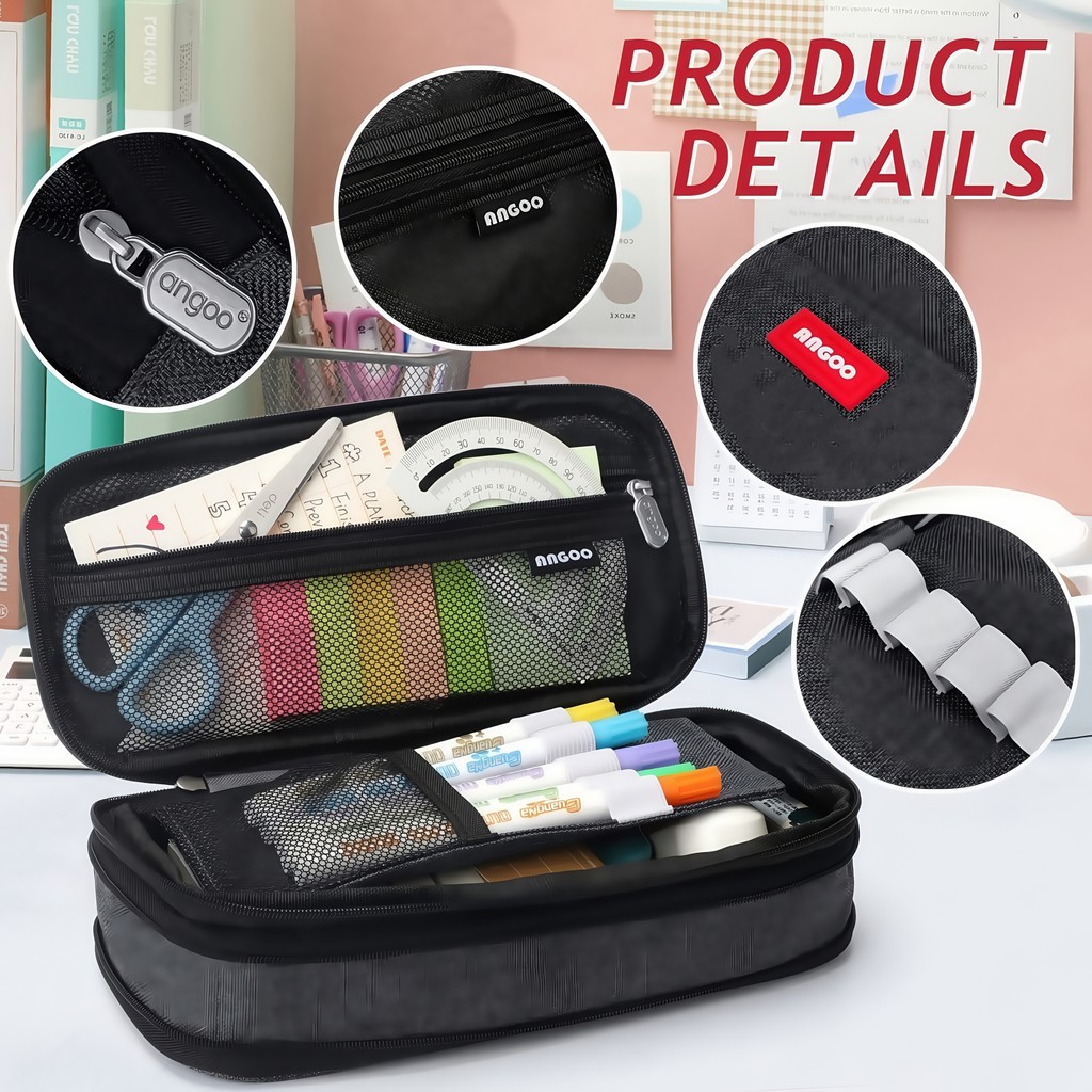 

Multi-functional double-layer canvas pencil bag, large capacity portable waterproof stationery bag, essential school supplies