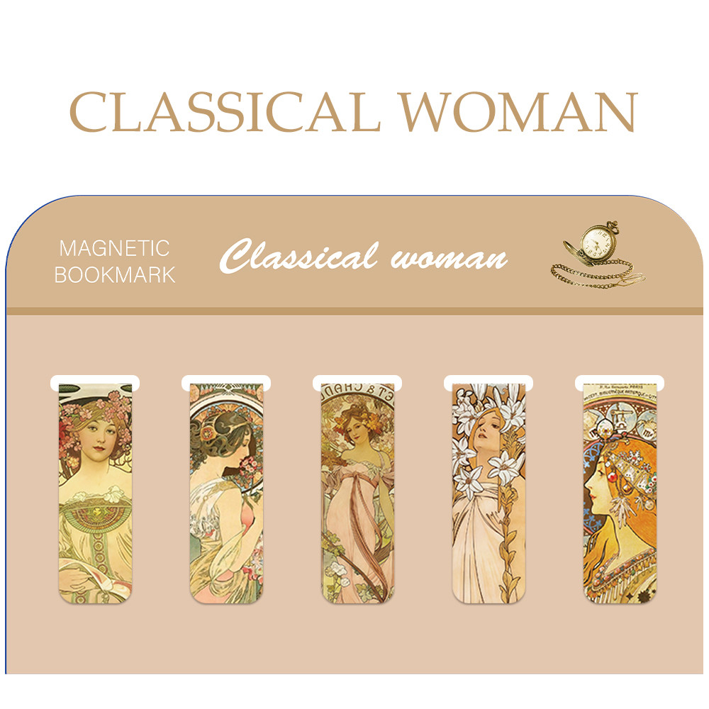 

5PCS Classical Woman Magnetic Bookmarks Vintage Magnetic Set for Woman Teacher Students Office Reading Book Markers Clip