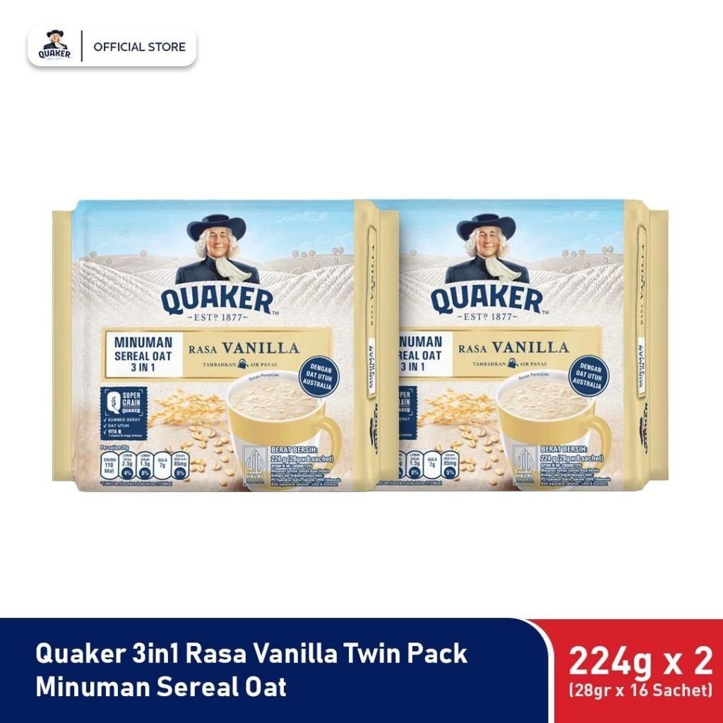 

Terlaris Quaker 3in1 Vanilla Minuman Sereal Oat 224gr (24gr x 8 Sachet) x 2