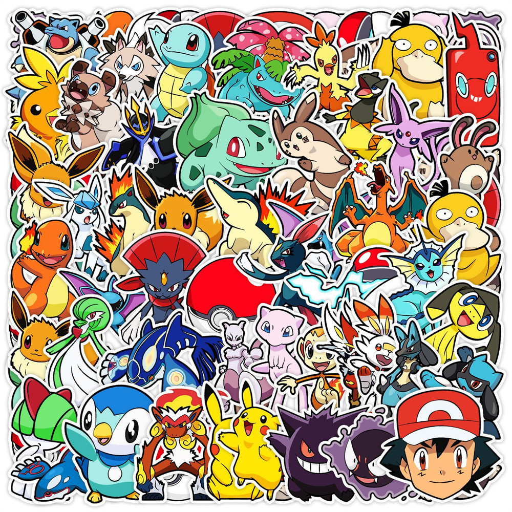 

50Pcs Pokemon Pokemon Cartoon Doodle Stickers Decoration Computer Cell Phone Laptop Luggage Removable Waterproof Toys Stickers