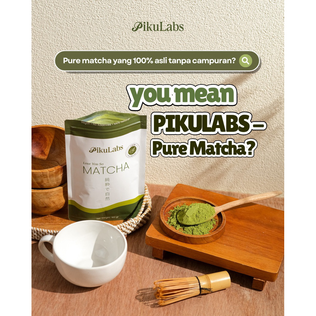 

Terlaris [OFFICIAL STORE] PikuLabs Pure Matcha Powder 100gr | 100% Pure, No Additives