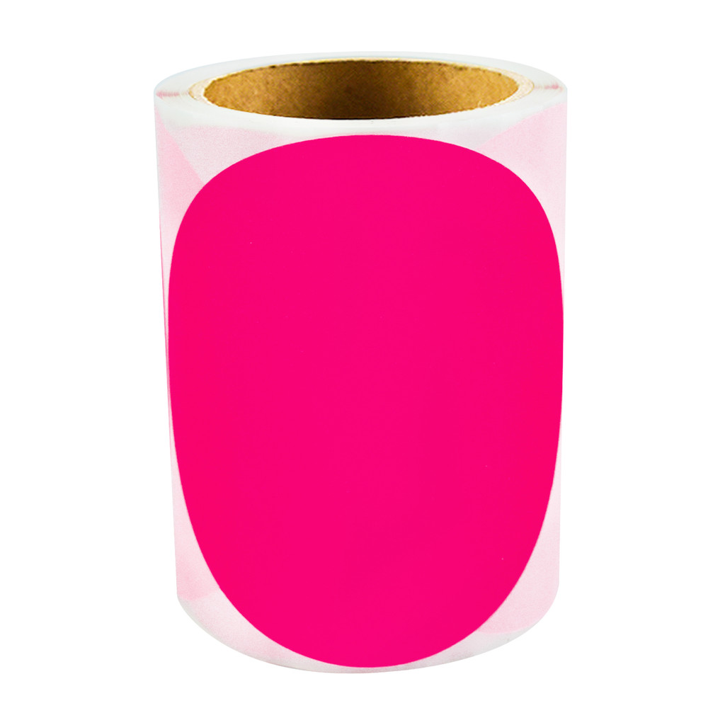 

100 Sheets Per Roll Single Sticker 7.6Cm/3In Fluorescent Rose Red Round Multifunctional Label Sticker, Round Sticker Self-Adhesive, for File Classification, Marking Key Points, Coloring, Classroom, Office Organization