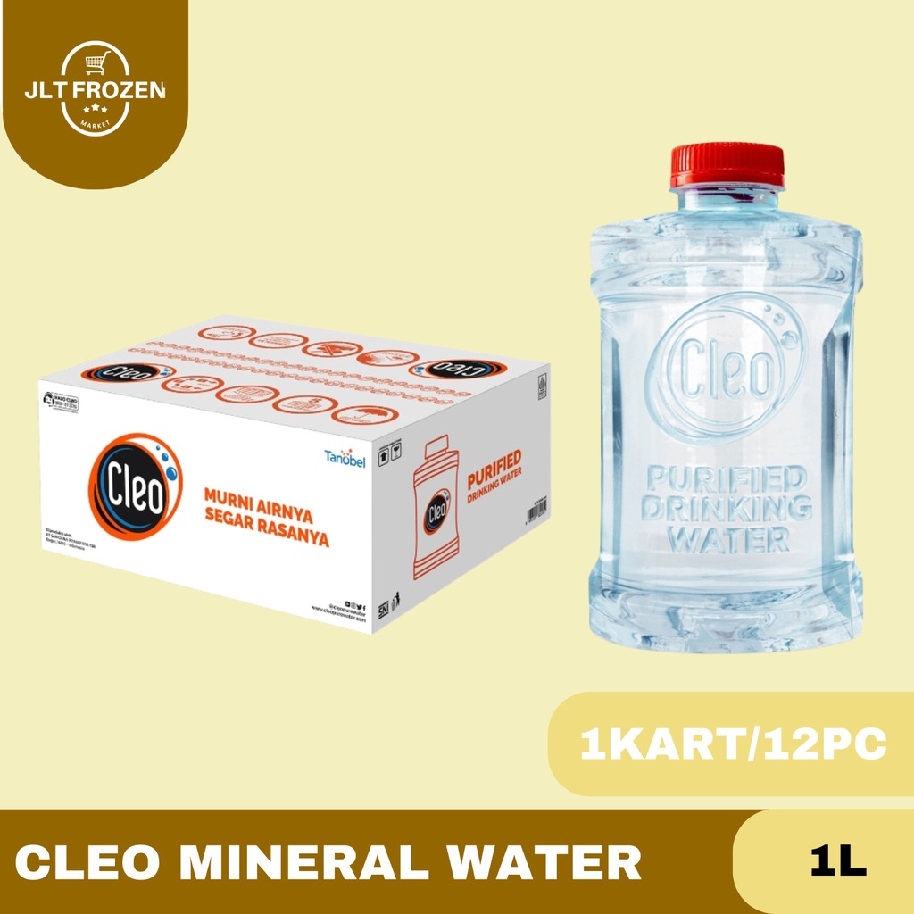 

Cleo MIneral Water 1L- 1 KARTON/12PC / Mineral Water / Air Mineral Kemasan Botol