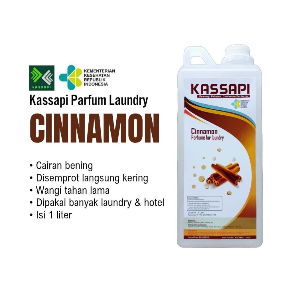 Kassapi Parfum Laundry Cinnamon - Pewangi Laundry Kassapi Aroma Cinnamon 1 Liter