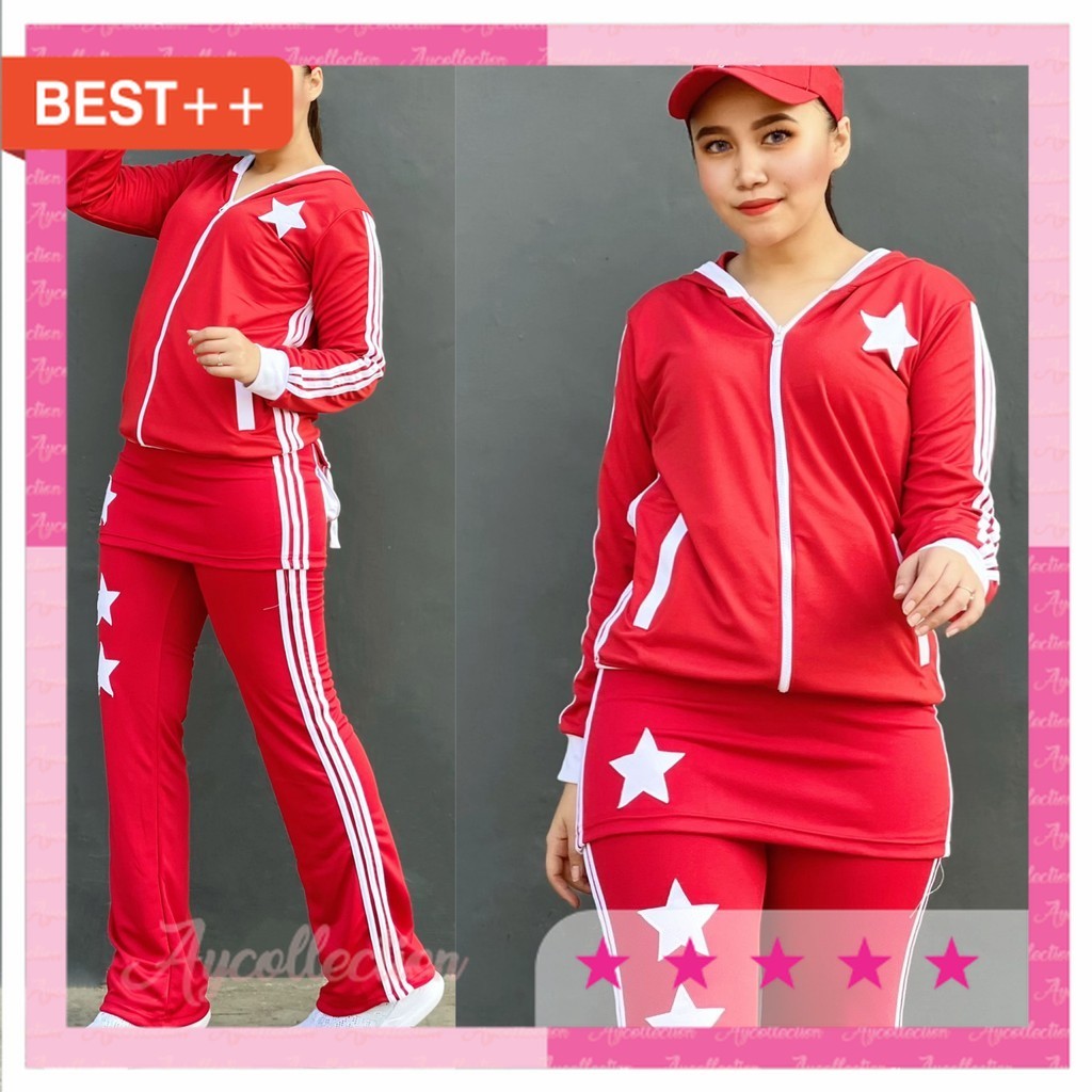 Baju Senam 17an Agustusan Olahraga Termurah Bagus Premium / Stelan Baju Senam  Outdoor Panjang Musli