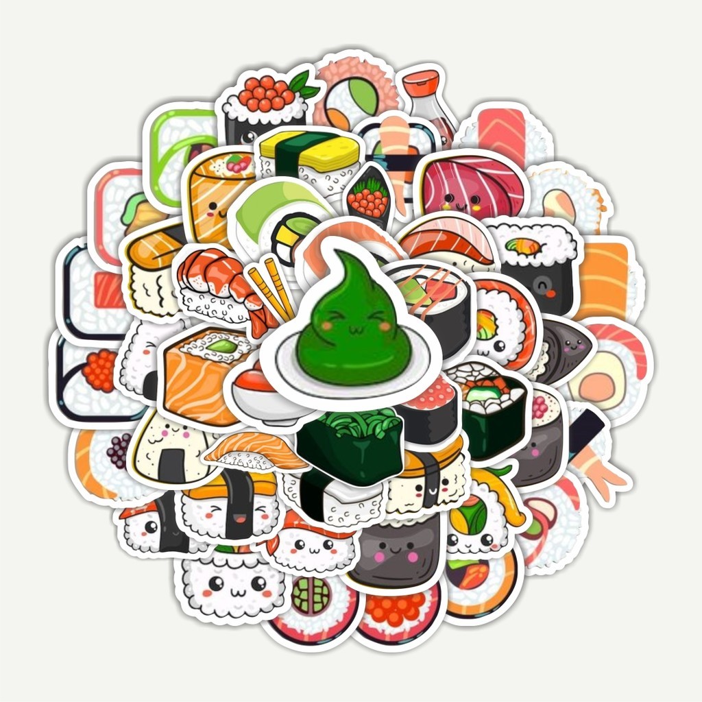 

Sticker Pack Stiker Makanan Sushi | Sticker TUMBLR | Stiker LAPTOP KOPER HELM