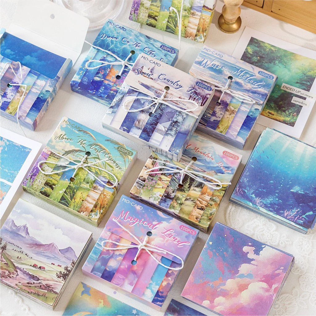 

100pcs/lot Memo Pads Material Paper Natural Landscaping Manual Junk Journal diary Scrapbooking Cards Background Decoration Paper