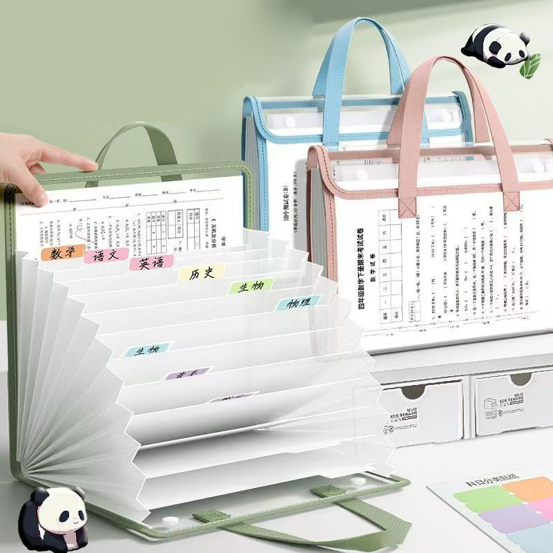 

【Produk Baru】Transparan File Folder A4 12 Sekat Document Bag Tas Folder Portabel Jaring Penyimpanan Kertas File Holder Lucu