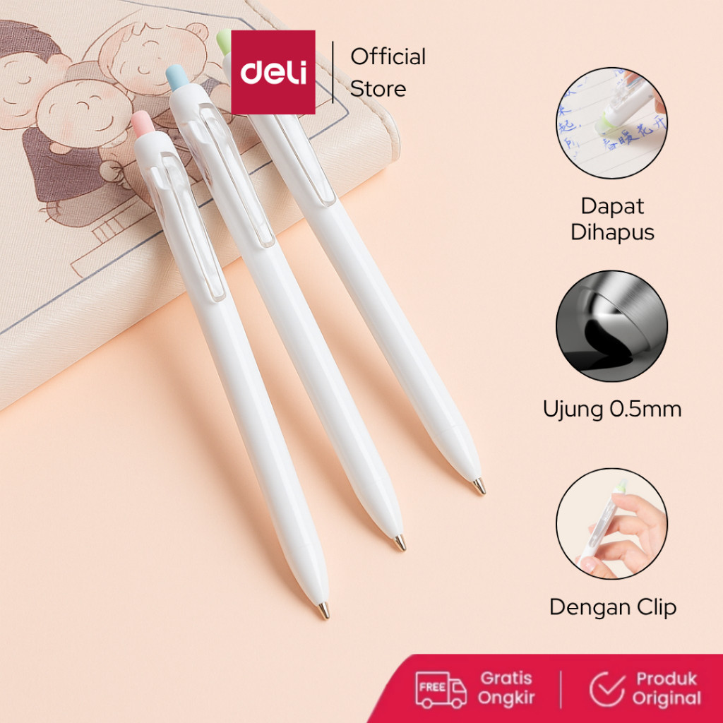 

Deli Pulpen Gel Bisa Dihapus / Erasable Gel Pen 0.5mm SA165