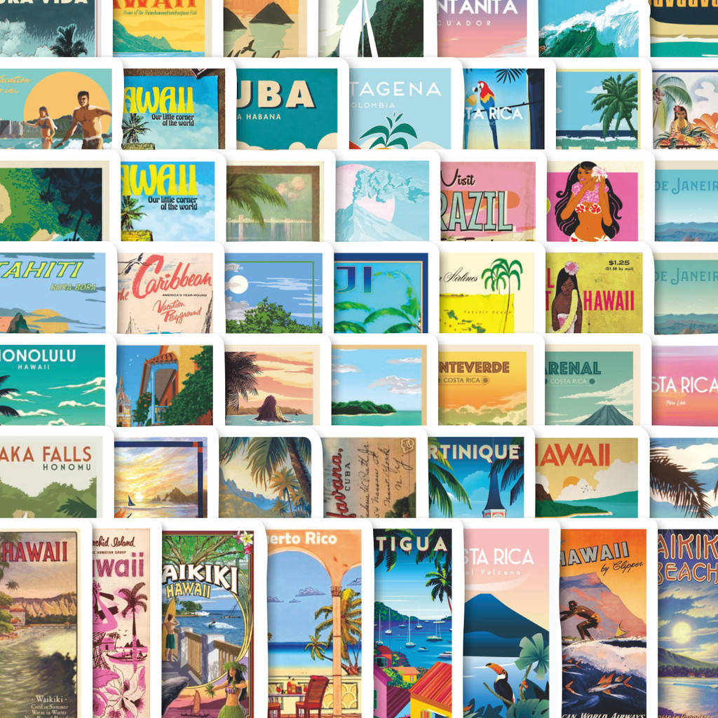 

Stiker Cutting Pack Poster HAWAII ARUBA BROOKLYN SAN FRANCISCO Isi 100Pcs Series Aesthetic Lucu Keren Untuk Koper Bahan Vynil