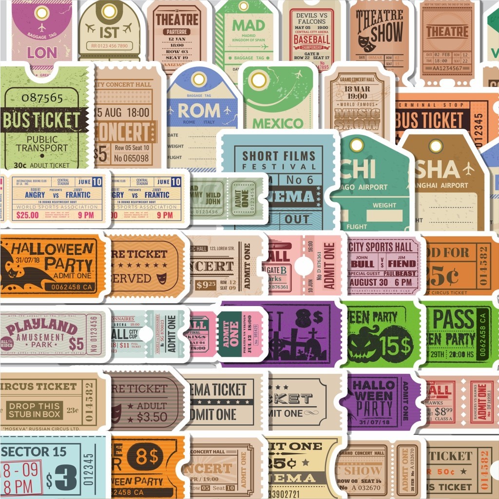 

Stiker Cutting Pack Sticker Old Tiket Sticker Isi 100Pcs Series Aesthetic Lucu Keren Untuk Koper Bahan Vynil