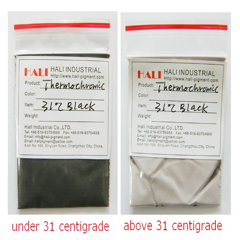 

Thermochromic powder hot active pigment heat sensitive powder color: black activate temperature:15C,20C,31C,38C,45C...,1lot=10g