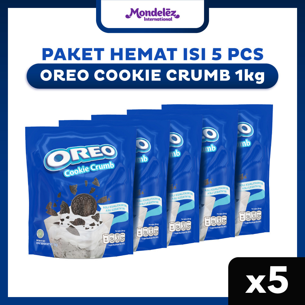 

[Paket Hemat] Oreo Biskuit Cookie Crumb Pouch 1kg x5, Untuk memasak Kue dan Roti dengan mudah