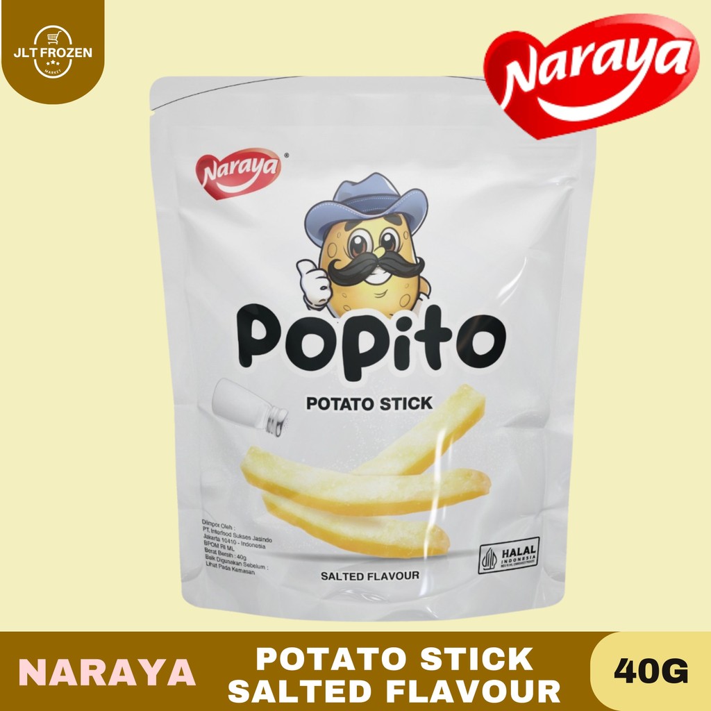 

NARAYA POPITO Potato Stick Snack Kemasan 40g Kentang Rasa Salted Flavour / Snack Kentang / Ciki Kentang