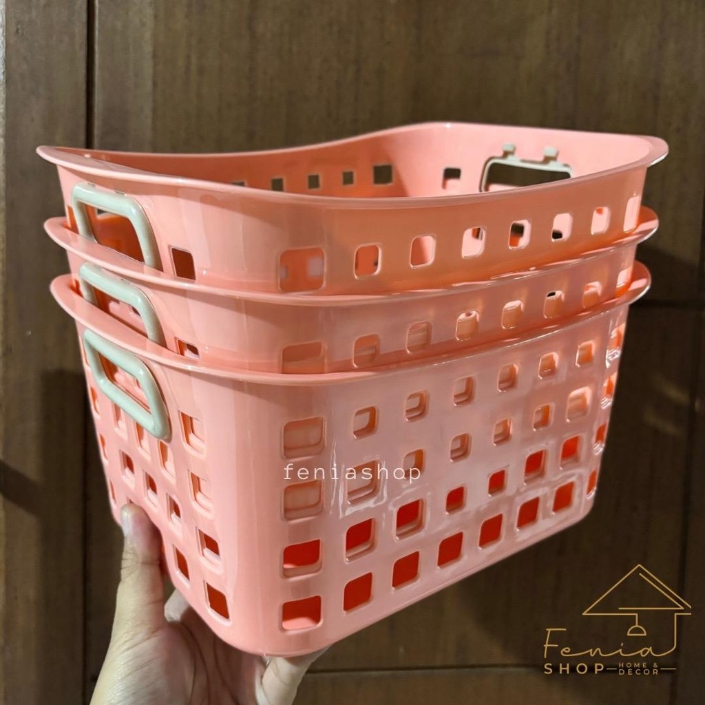 Keranjang Serbaguna Hawai Nadine Penyimpanan Plastik Pink
