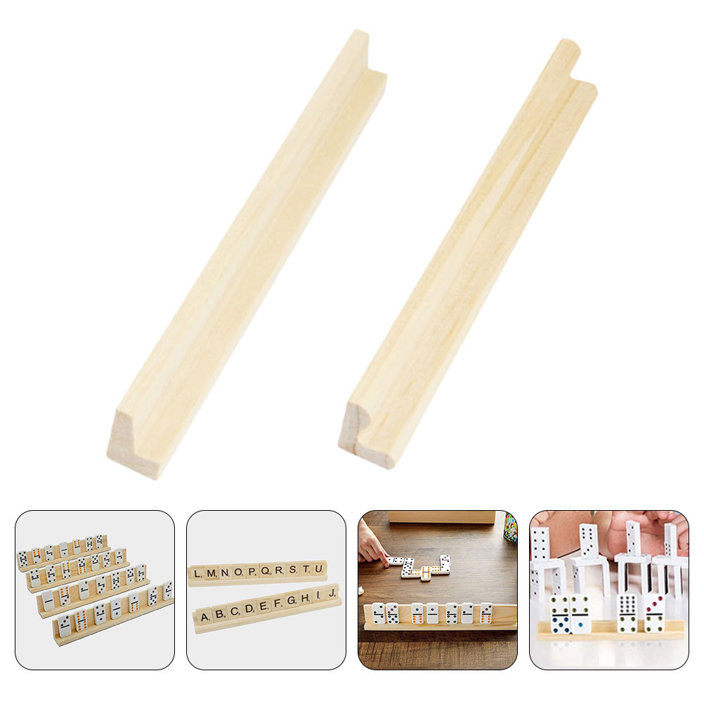

8pcs Wooden Letter Ornaments Holder Dominoes Tray Tiles Trays Multi-function Cards Bases Holders Desktop Racks Wooden