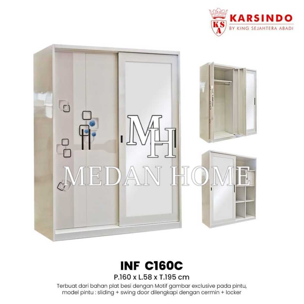 [MEDANHOME] LEMARI PAKAIAN IMPORT BESI 4 PINTU SLEDING INF-C160 / LEMARI BAJU IMPOR PLAT BESI 4 PINT