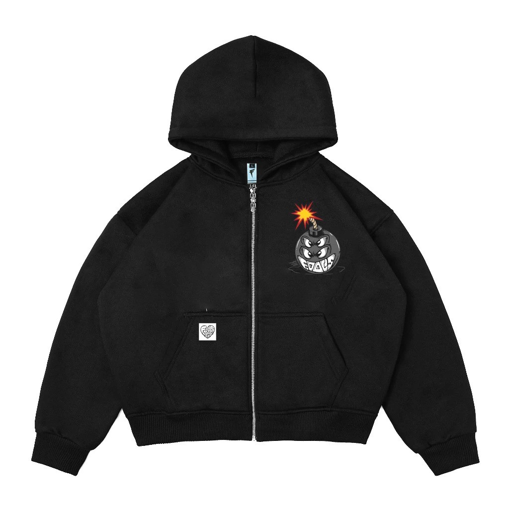 Fools Clothing - Jaket Zipper Bomb BLack | Jaket Pria | Jaket Hoodie