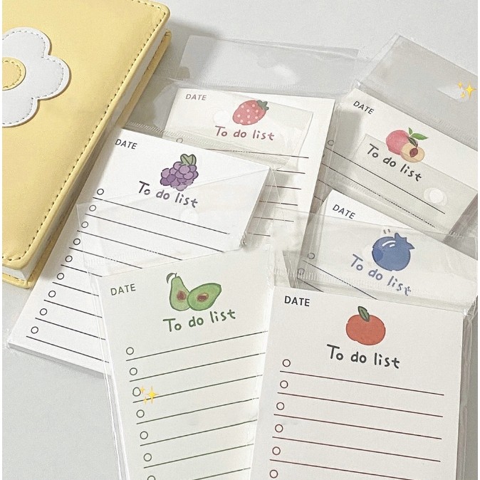 

50 Sheets Cute Fruit Memo Pad Kawaii Sticky To do List Notes Girl Diary DIY Decorative School Notebook Stationery