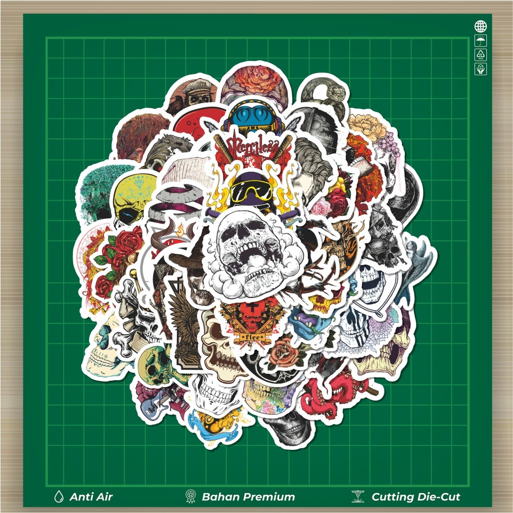 

HOT 50 PCS STIKER Stiker Punk Skull Art Stiker Fashion Cars Decal Dingin Kartu Album Custom Vinyl Anti Air- Sticker Aesthetic Buku Journal Koper Casing HP Tablet Laptop Helm Motor Botol Minum