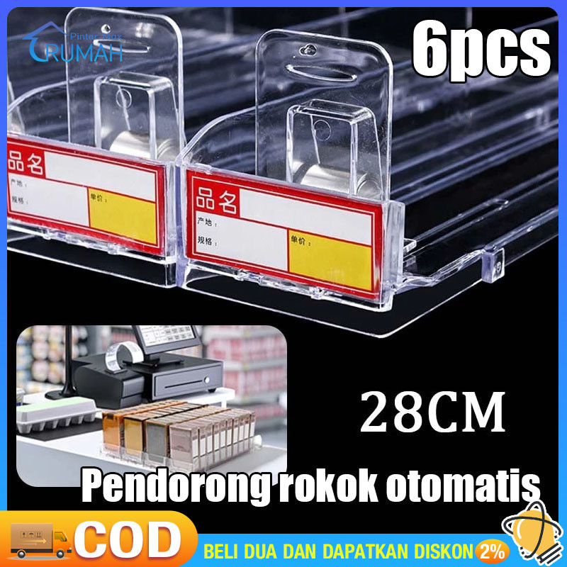6pcs 28cm Display Rokok Pusher Rokok Rak Display Rokok Dengan Pendorong Akrilik Display Rokok