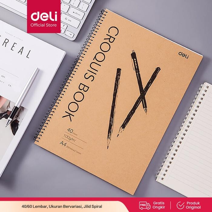 

Ready Deli sketch book A4 40 lembar , buka vertikal,atau diputar 73357