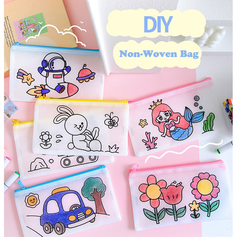 

Rabbit Mermaid Car Flower DIY Graffiti Bag Coloring Markers Handmade Painting For Children Arts Crafts Color Pen Filling Drawing