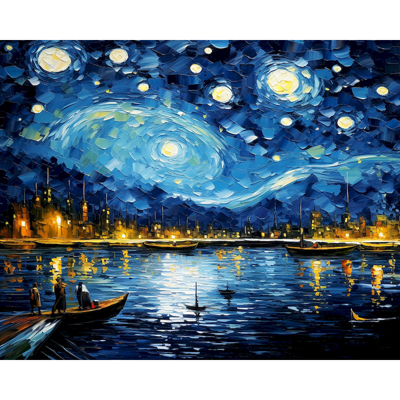 

CHENISTORY Oil Painting Starlit Sky Kits Handpainted Picture By Number Landsape Drawing On Canvas Home Decoration DIY Gift