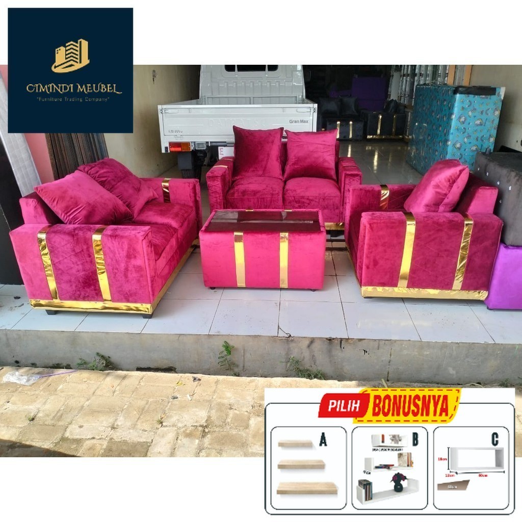 Sofa Minimalis LIST GOLD sofa warna pink