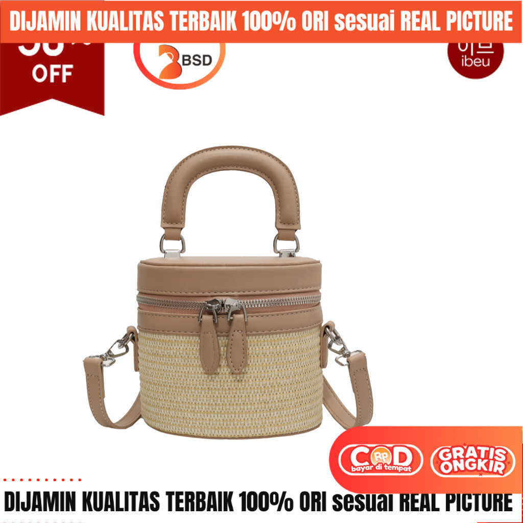 BSD IBEU Meisie Tas Rotan Anyam Bag kosmetik Pesta Mewah Mini Kecil Selempang Wanita Fashion