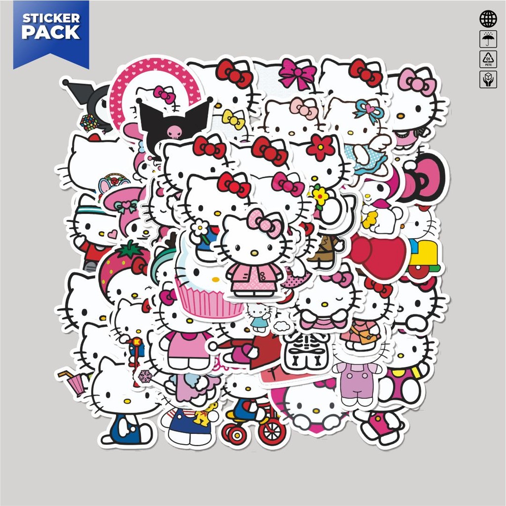 

[100PCS]Stiker Pack Stiker Kartun Hello Kitty V7 Aesthetic Vinyl Anti Air Dekorasi Sticker Laptop Buku Journal Koper Helm Casing HP Gitar Helm Skateboard