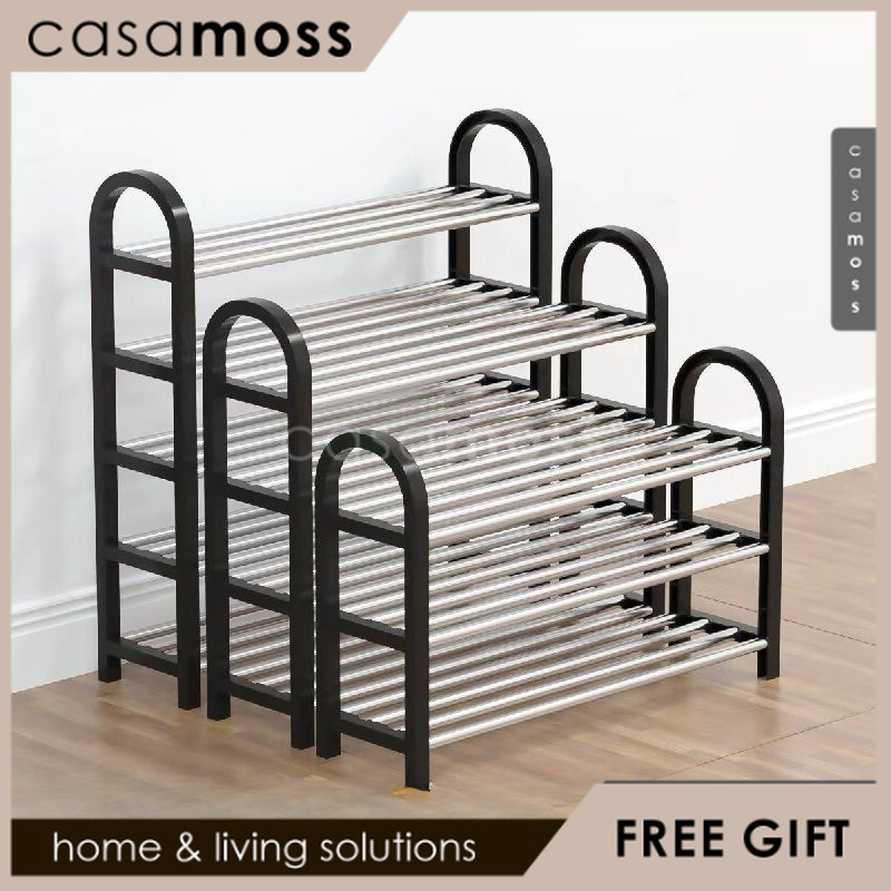 Bahan Plastik & Stainless Rak Sepatu Sandal 5/4/3 Tingkat Tempat Sepatu Estetik 75x20x75cm 【CASSA MO