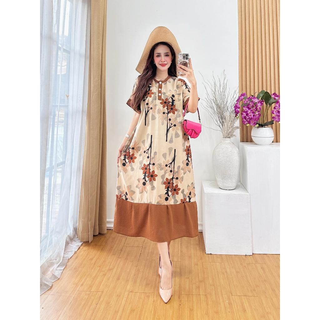 PROMO Daster Bunga SILVANA Busui Freindly Kancing Depan Bahan Rayon PREMIUM Dress Wanita