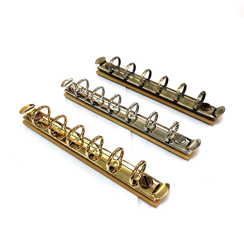 

A7 Detachable Buckle Loose-leaf Binder Strip with Bamboo Back Panel 6 Holes Metal Ring Binder Clips for Handbook Album Notebook