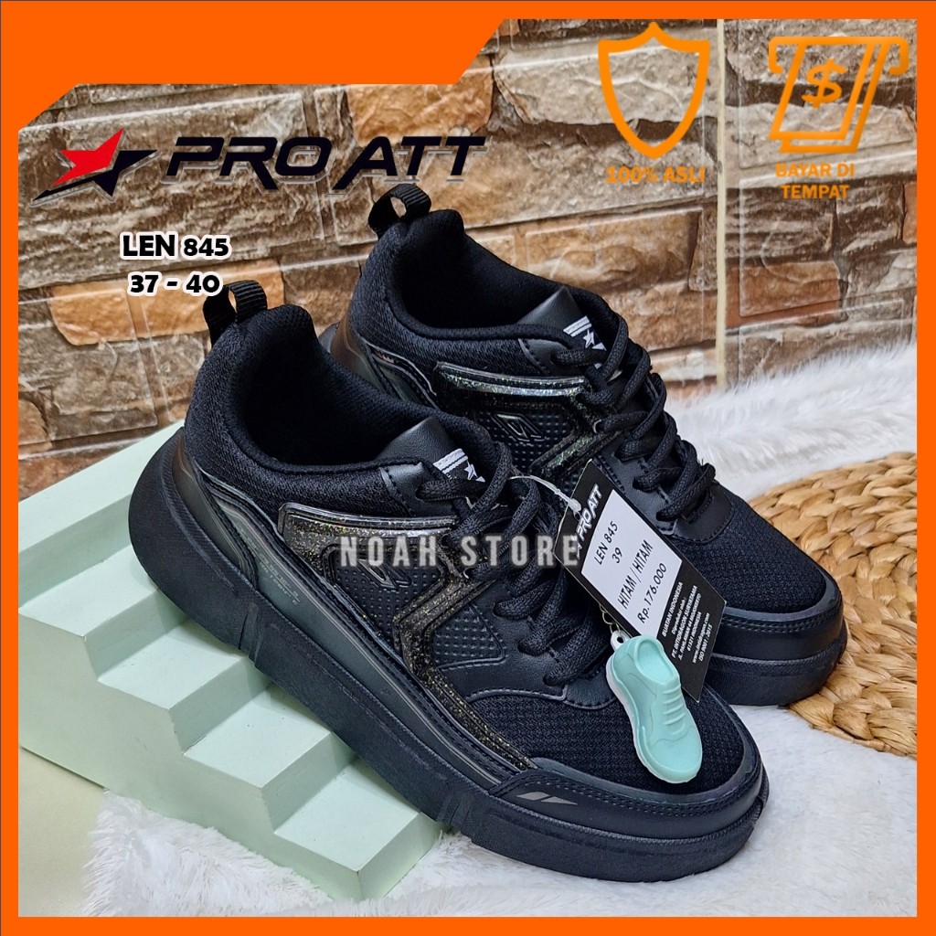 NOAH - Sepatu Tali PRO ATT LEN 845 37-40 / Sepatu Sekolah Hitam / Sepatu Sneakers Anak / Sepatu Tali