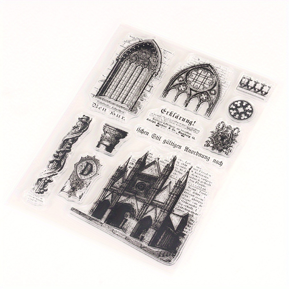 

Retro Gothic Architecture Cultures Silicone Clear Stamps for Scrapbooking Supplies Planner Junk Journal Decoration Rubber Stamp