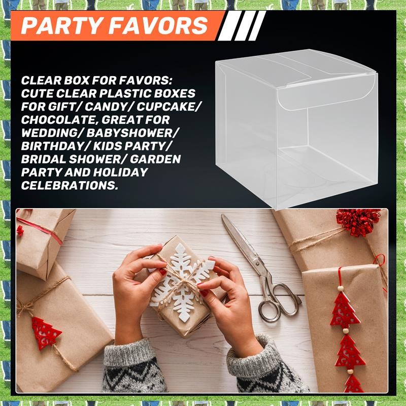 

FTS 50Pcs Clear Plastic Boxes For Gifts Pvc Packing Box Gift Packaging Transparent Candy Box Wedding Gift Boxes Party Favors