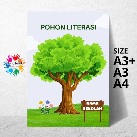Cetak Poster Pohon Literasi Sekolah Biru Size A3+