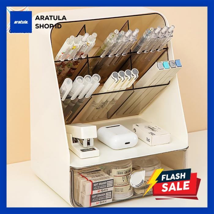 

Oxihom Kotak Penyimpanan Tempat Make Up Organizer Box Tempat Pensil Laci Plastik Tempat Accesories Stationary - SA2515 Putih