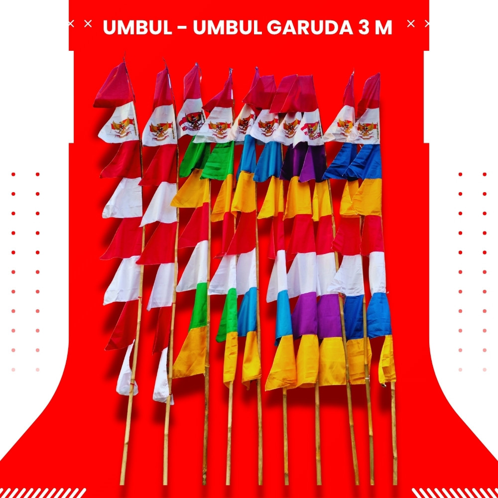 Bendera Umbul-Umbul Warna Merah Putih Gergaji Umbulumbul Kemerdekaan Daun Warni Garuda Layur Umbul