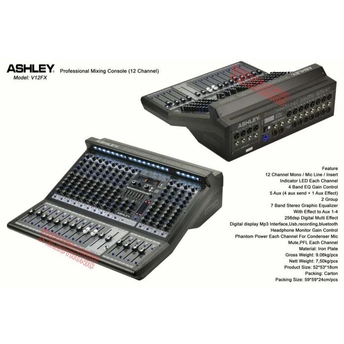Mixer audio ashley V12FX original 12 channel V12 FX