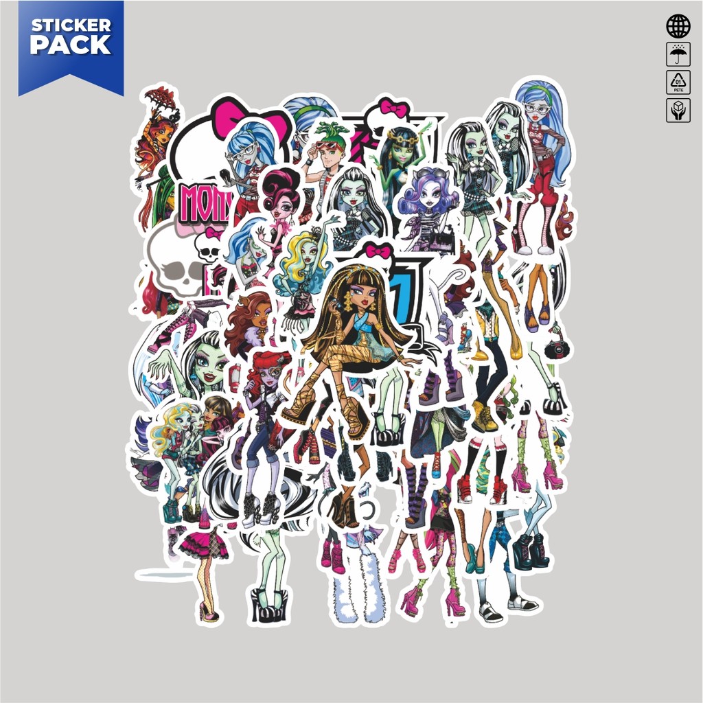 

[100PCS]Stiker Pack Stiker Monster High Series 3 Aesthetic Vinyl Anti Air Dekorasi Sticker Laptop Buku Journal Koper Helm Casing HP Gitar Helm Skateboard