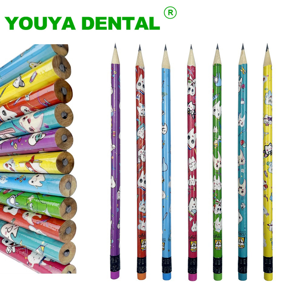 

100pcs Assorted Colorful Tooth Pattern Pencil Eraser Tops Pencils Dental Creative Molar Shaped Drawing Pencil For Kids Children